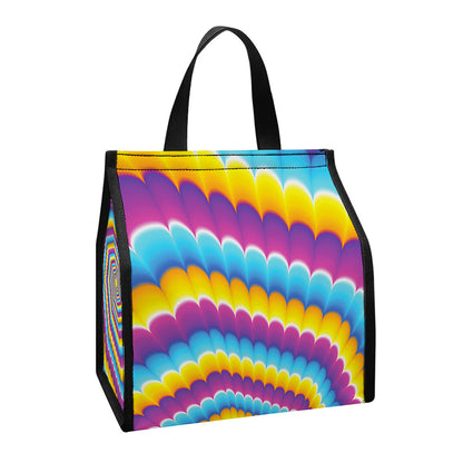 Colorful Spiral Illusion Print Insulated Lunch Tote