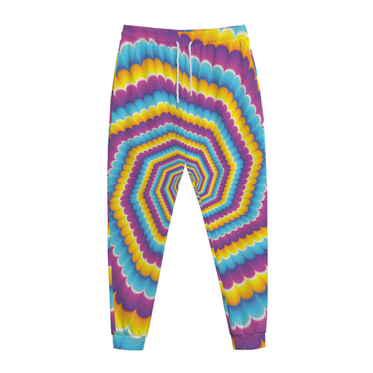 Colorful Spiral Illusion Print Jogger Pants