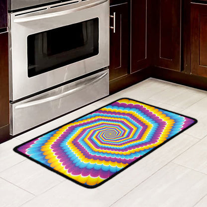 Colorful Spiral Illusion Print Kitchen Mat