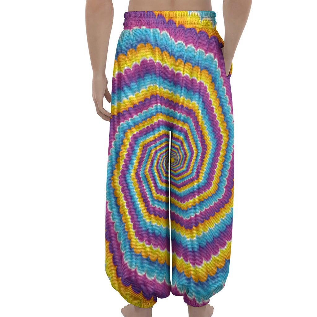 Colorful Spiral Illusion Print Lantern Pants