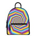 Colorful Spiral Illusion Print Leather Backpack