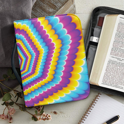 Colorful Spiral Illusion Print Leather Bible Cover