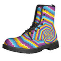 Colorful Spiral Illusion Print Lace-Up Boots