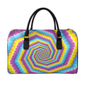 Colorful Spiral Illusion Print Leather Duffel Bag