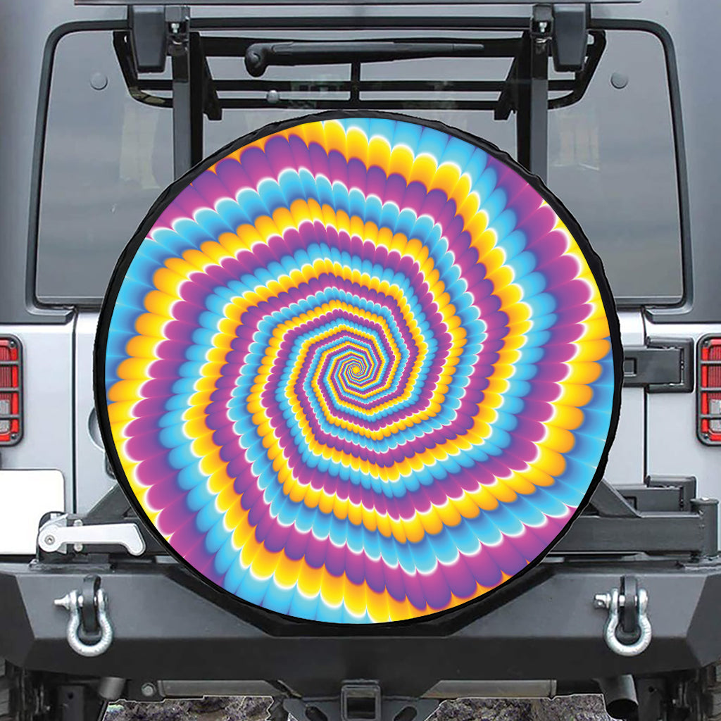 Colorful Spiral Illusion Print Leather Spare Tire Cover