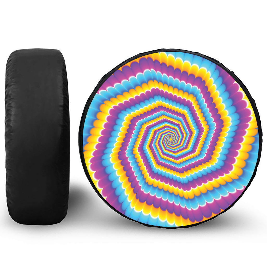 Colorful Spiral Illusion Print Leather Spare Tire Cover