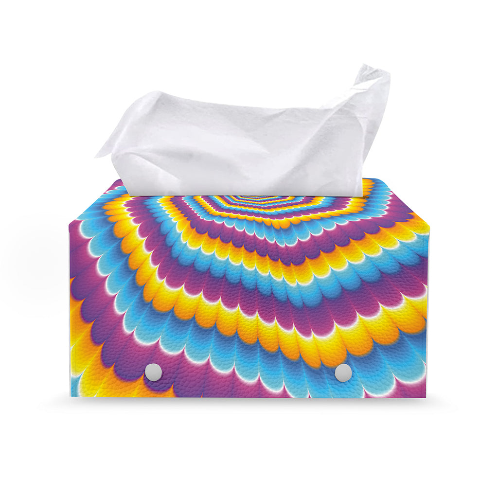 Colorful Spiral Illusion Print Leather Tissue Box Cover