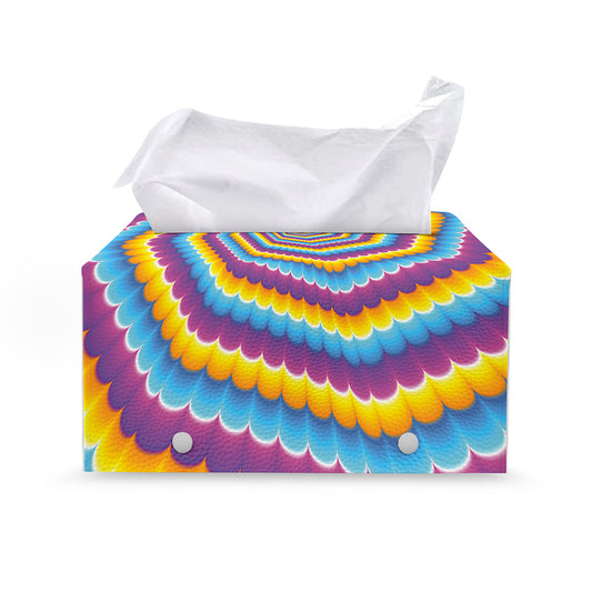 Colorful Spiral Illusion Print Leather Tissue Box Cover