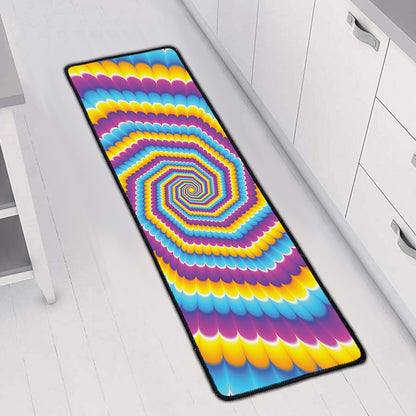 Colorful Spiral Illusion Print Long Kitchen Mat
