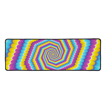 Colorful Spiral Illusion Print Long Kitchen Mat