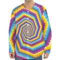 Colorful Spiral Illusion Print Long Sleeve Baseball Jersey