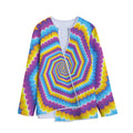 Colorful Spiral Illusion Print Long Sleeve Short Coat