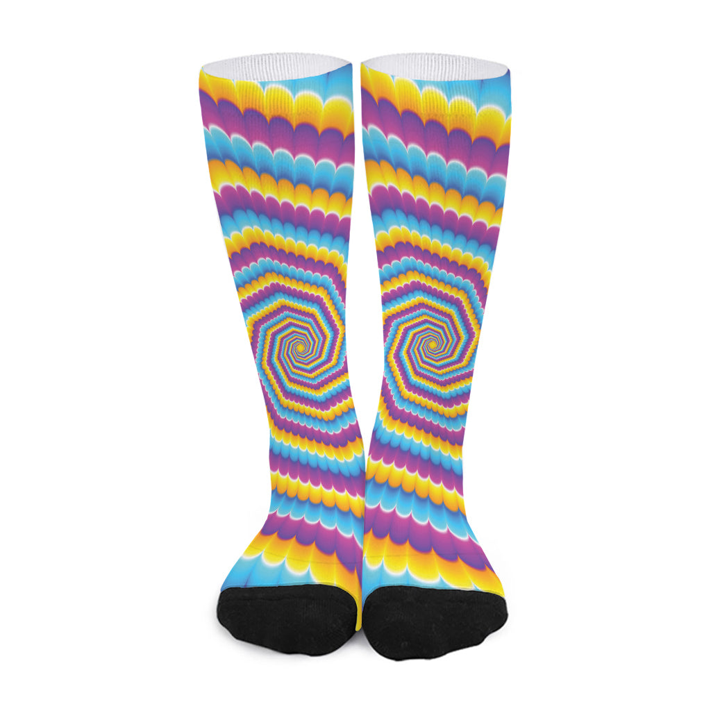 Colorful Spiral Illusion Print Long Socks