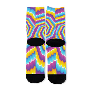 Colorful Spiral Illusion Print Long Socks