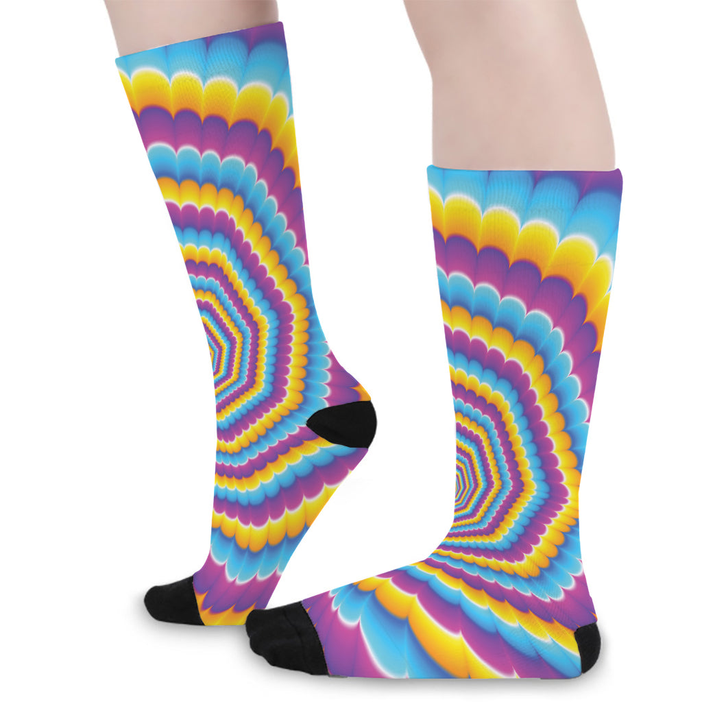 Colorful Spiral Illusion Print Long Socks