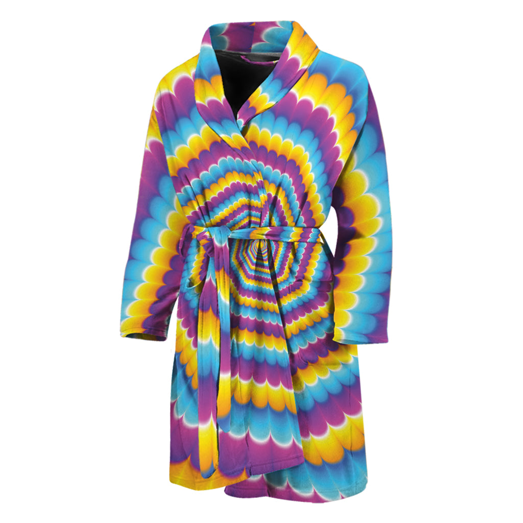 Colorful Spiral Illusion Print Men's Bathrobe
