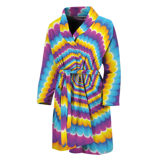 Colorful Spiral Illusion Print Men's Bathrobe