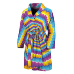 Colorful Spiral Illusion Print Men's Bathrobe