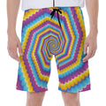 Colorful Spiral Illusion Print Men's Beach Shorts