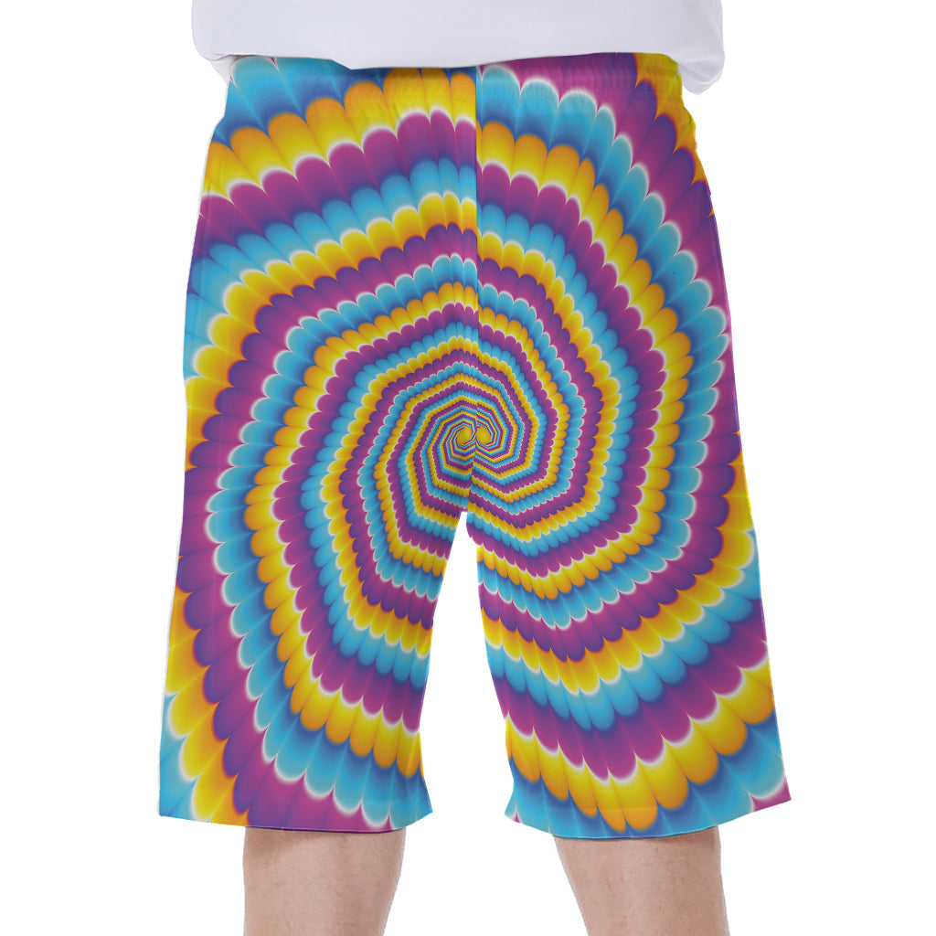 Colorful Spiral Illusion Print Men's Beach Shorts