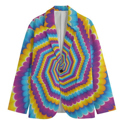 Colorful Spiral Illusion Print Men's Blazer
