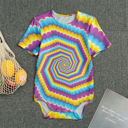 Colorful Spiral Illusion Print Men's Bodysuit