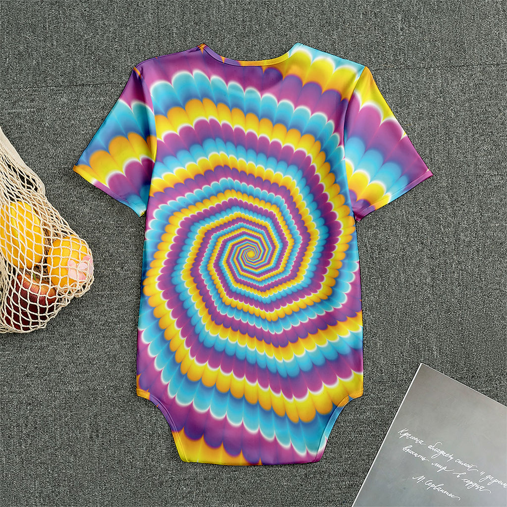Colorful Spiral Illusion Print Men's Bodysuit