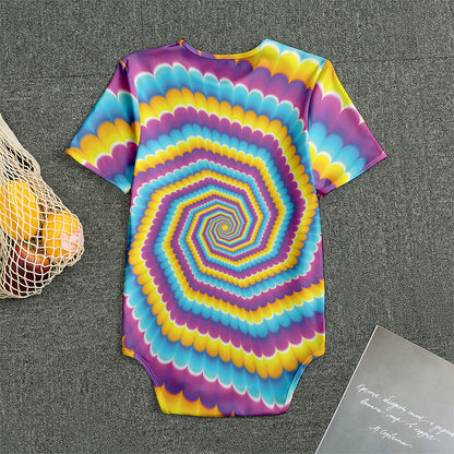 Colorful Spiral Illusion Print Men's Bodysuit