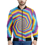Colorful Spiral Illusion Print Men's Bomber Jacket