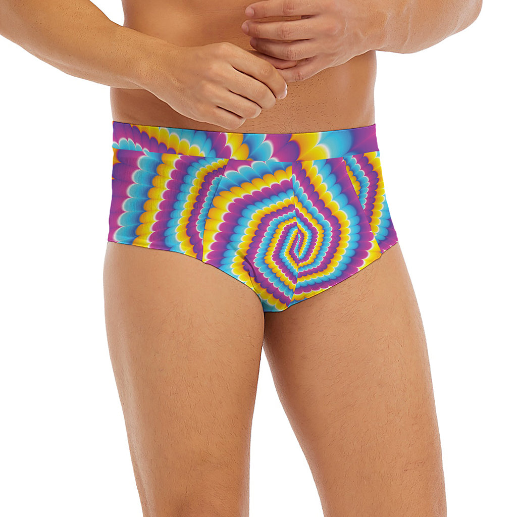 Colorful Spiral Illusion Print Men's Briefs