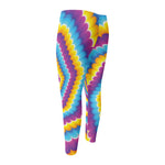 Colorful Spiral Illusion Print Men's Compression Pants