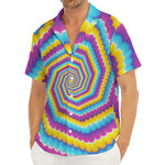 Colorful Spiral Illusion Print Men's Deep V-Neck Shirt