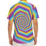 Colorful Spiral Illusion Print Men's Deep V-Neck Shirt