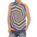 Colorful Spiral Illusion Print Men's Fitness Tank Top