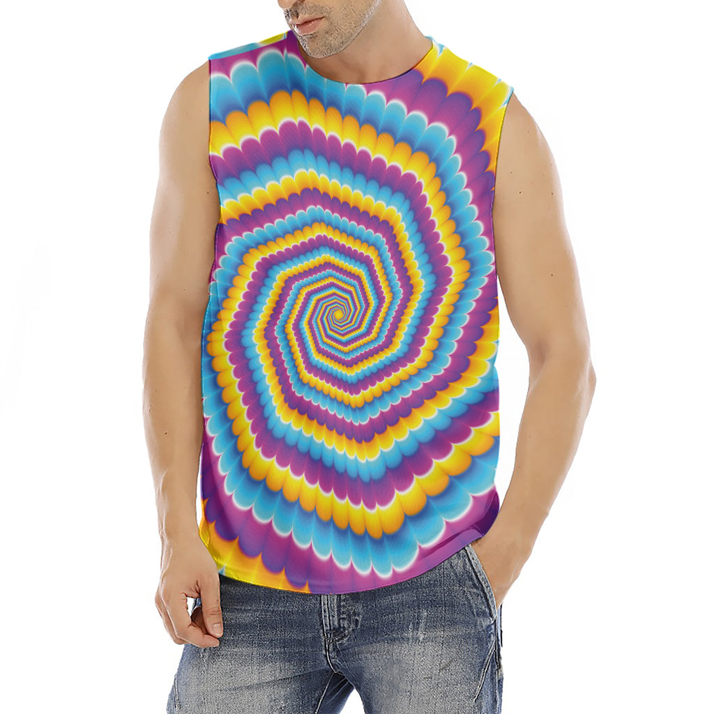 Colorful Spiral Illusion Print Men's Fitness Tank Top