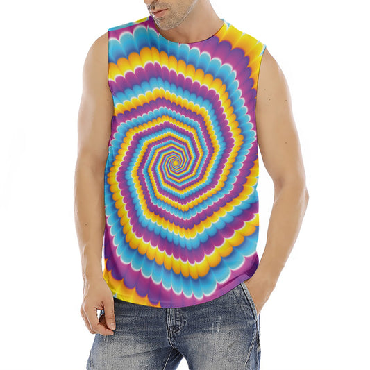 Colorful Spiral Illusion Print Men's Fitness Tank Top