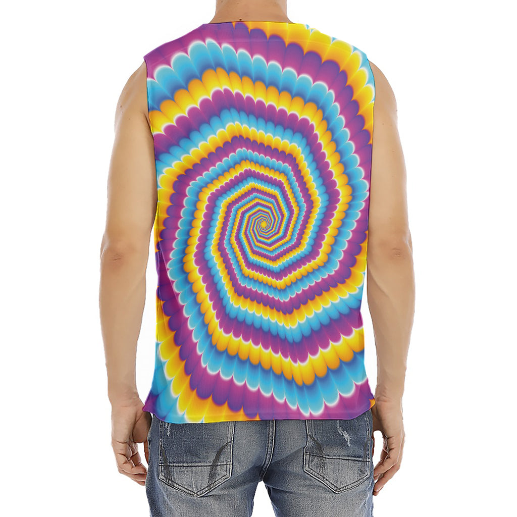 Colorful Spiral Illusion Print Men's Fitness Tank Top