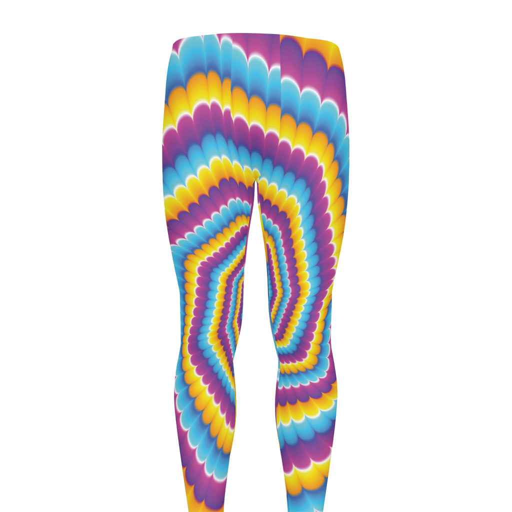 Colorful Spiral Illusion Print Men's leggings