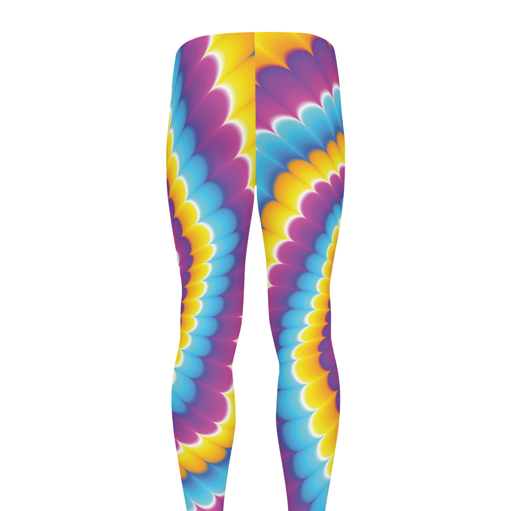 Colorful Spiral Illusion Print Men's leggings