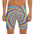 Colorful Spiral Illusion Print Men's Long Boxer Briefs