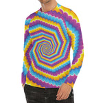 Colorful Spiral Illusion Print Men's Long Sleeve Rash Guard