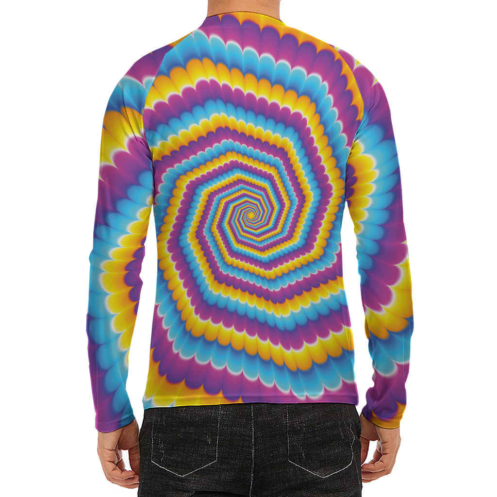 Colorful Spiral Illusion Print Men's Long Sleeve Rash Guard
