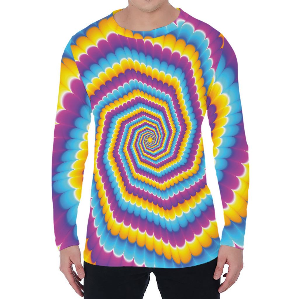 Colorful Spiral Illusion Print Men's Long Sleeve T-Shirt