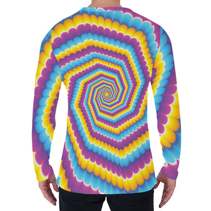 Colorful Spiral Illusion Print Men's Long Sleeve T-Shirt