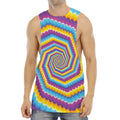 Colorful Spiral Illusion Print Men's Muscle Tank Top