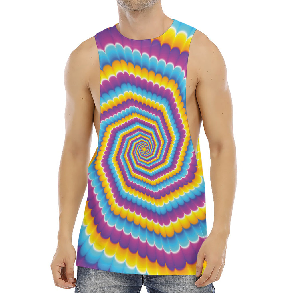 Colorful Spiral Illusion Print Men's Muscle Tank Top