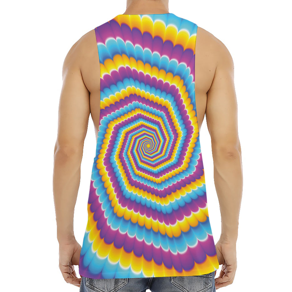 Colorful Spiral Illusion Print Men's Muscle Tank Top