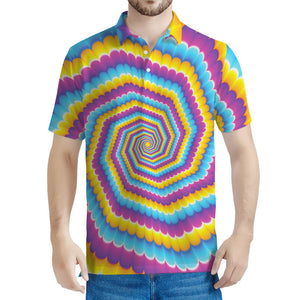 Colorful Spiral Illusion Print Men's Polo Shirt