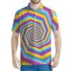 Colorful Spiral Illusion Print Men's Polo Shirt