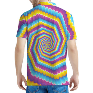 Colorful Spiral Illusion Print Men's Polo Shirt